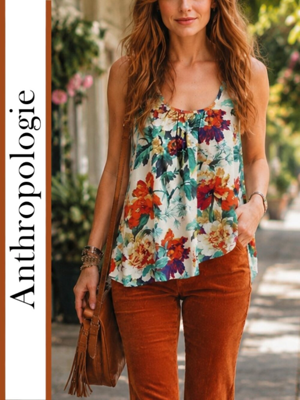 Anthropologie/Meadow Rue | 'Merlon' Floral Split Back Swing Top